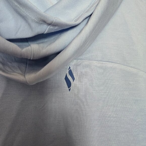 Skechers GoLounge Hooded Sweatshirt Hoodie Women’s Large Light Blue Thumbholes S - Picture 4 of 8
